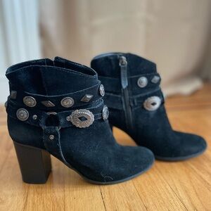 Schutz Black Suede Ankle Boots